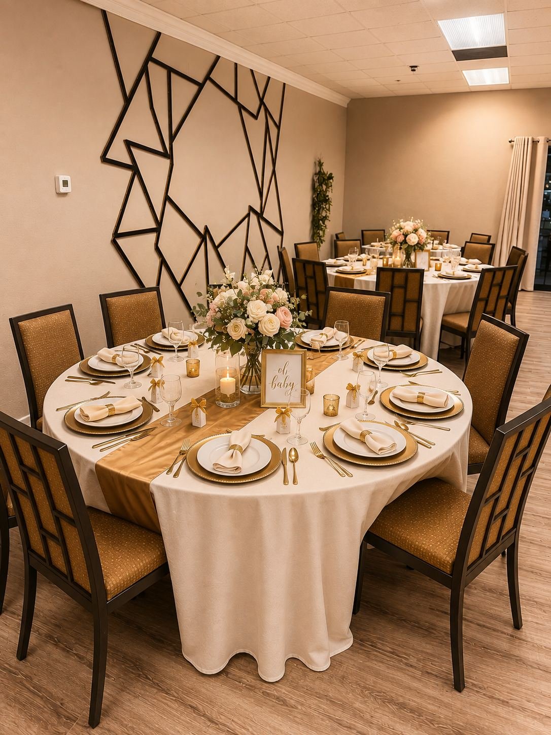 Elegant baby shower setup at The Solène, Houston, TX