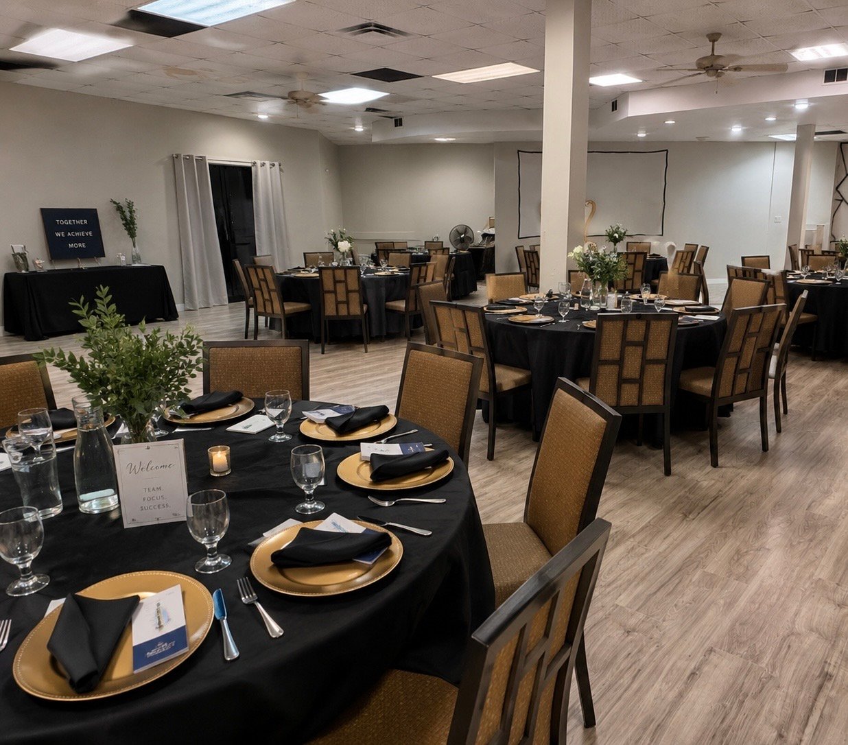 Interior of The Solène event venue in Houston, TX set up for a gathering